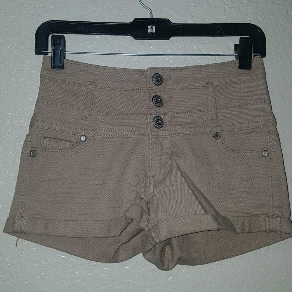 High waisted tan shorts